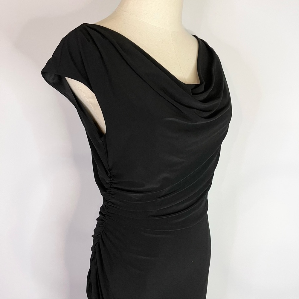 RONNI NICOLE Solid Black Cowl Neck Sheath Dress 6 LBD - Picture 5 of 11
